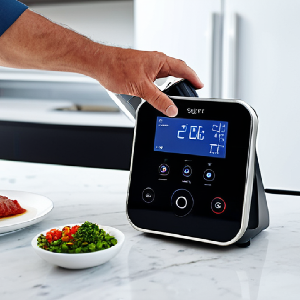요리사로서 테크놀로지를 활용한 조리법 - **

"A chef using a sous vide immersion circulator in a modern kitchen, focusing on the digital disp...