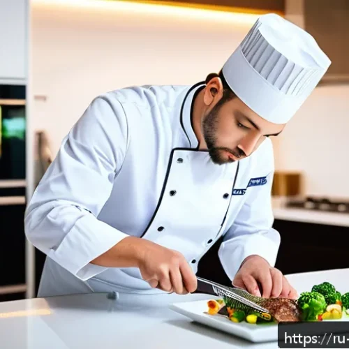 Home 30 국제요리사 시험 응시생이 범하기 쉬운 실수 - A professional culinary exam setting in a well-lit, modern kitchen, showing a focused chef wearing c...